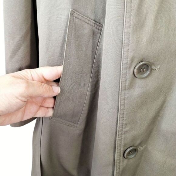 VTG Oleg Cassini Beige Tan Weather Ready Trench Coat 42R w/ Removable Fur Liner - Picture 11 of 14